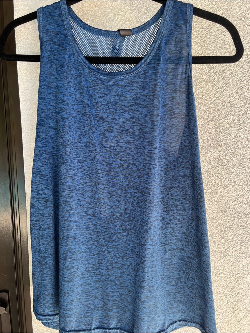 Essentials Blue Heathered Mesh-Back Tank Top